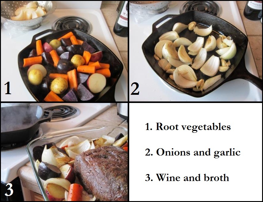 Browning Root Vegetables, Onions and Garlic, then Deglazing the Pan