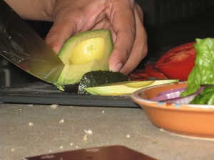 slicing avocado